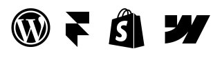 Logos von WordPress Framer Shopify Webflow